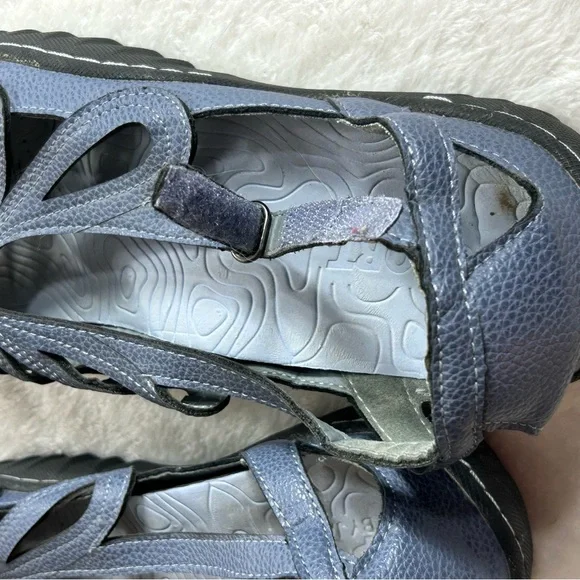 JSport by Jambu Blue Gray Sandals with Petal Design Adjustable Velcro Strap Sz 9 - Picture 6 of 11